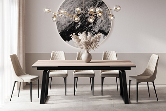 Кухонный стол раскладной AERO 100х200х76см закаленное стекло/керамика/сталь White Oak