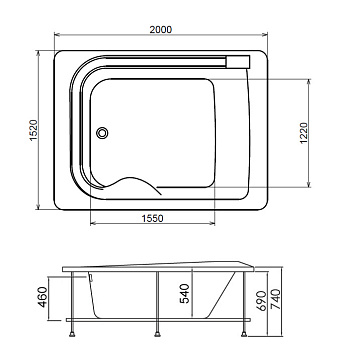Ванна акриловая Gemy G9265 K 200х152см встраиваемая