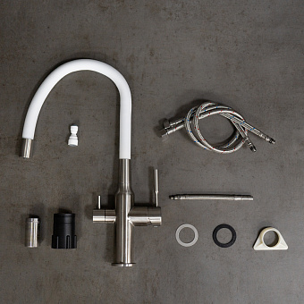 Смеситель для кухни LEMARK Expert LM5083S-White белый/сталь