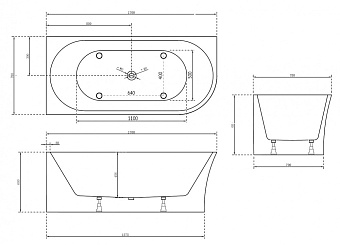 Ванна акриловая Abber AB9257-1.7 L 170х78см пристенная