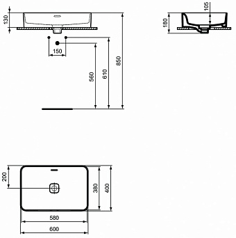 Раковина накладная IDEAL STANDARD Strada II Vessel T299901 60х40см