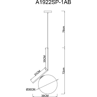 Светильник подвесной Arte Lamp Bolla-unica A1922SP-1AB 40Вт E27