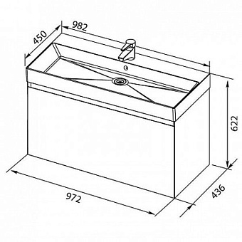 Тумба с раковиной AQUANET Йорк 212594 43,6х98,2х62,2см