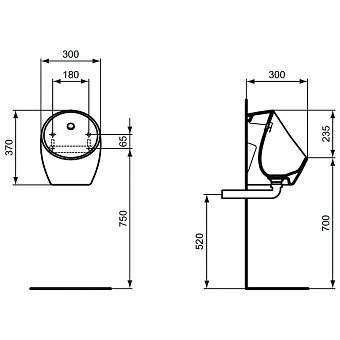 Писсуар IDEAL STANDARD SPHERO E189401 с внутренним подводом воды