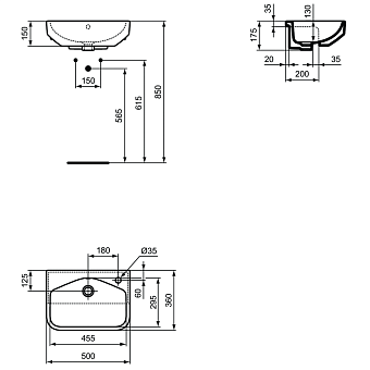 Раковина встраиваемая сверху IDEAL STANDARD Ideal Standard i.life S T458801 50х36см