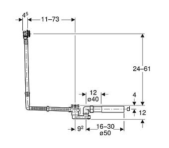 Слив-перелив GEBERIT Uniflex 150.711.21.6