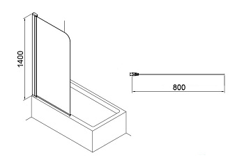 Стеклянная шторка на ванну Azario Merrit AZ-NF6310 800 140х80см