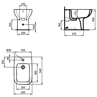 Биде напольное IDEAL STANDARD Ideal Standard i.life A T472001