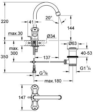 Смеситель для раковины GROHE Costa L 21375001 хром