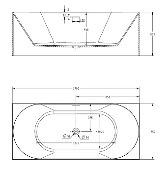 Ванна акриловая Abber AB9281 170х75см отдельностоящая