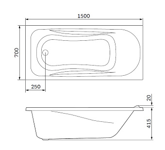 Ванна акриловая AM-PM Sense W76A-150-070W-A 150х70см пристенная