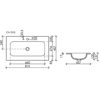 Раковина накладная Ceramica Nova ELEMENT CN7012 81х45,7см