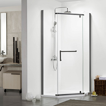 Угловое ограждение Azario Edmonton AZ-NNC3231-1 900 BLACK 200х90см стекло прозрачное