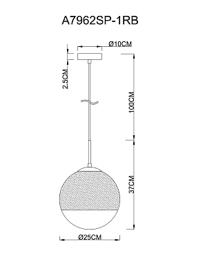 Светильник подвесной Arte Lamp JUPITER copper A7962SP-1RB 60Вт E27