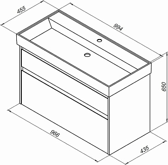 Тумба под раковину напольная AQUANET Nova Lite 249941 43,5х95х56,2см