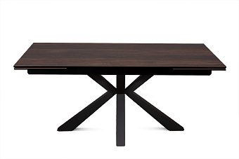 Кухонный стол раскладной AERO 90х160х76см закаленное стекло/керамика/сталь Dark Oak