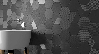 Настенная плитка WOW Subway Lab 101188 Mini Hexa Canale Graphite Matt. 15х17,3см 0,578кв.м. матовая