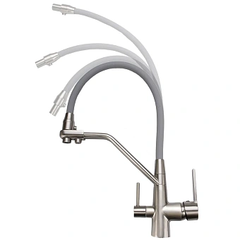 Смеситель для кухни Maxonor MN4460-5 гибкий излив серый