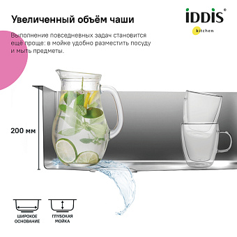 Мойка кухонная IDDIS Edifice EDI21G0i77 21х44см графитовый