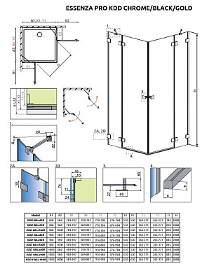 Душевая дверь RADAWAY Essenza 10096090-54-01R 200х90см стекло прозрачное