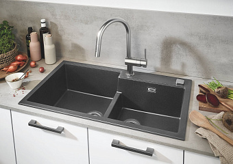 Мойка кухонная GROHE K500 31649AT0 86х50см серый