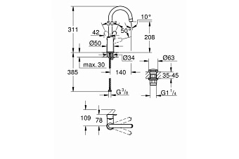 Смеситель для раковины GROHE Eurosmart 23970003 хром
