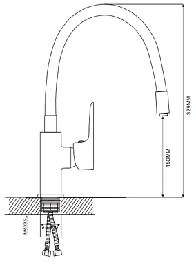 Смеситель для кухни Maxonor MN7180-7 поворотный излив чёрный