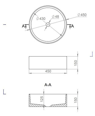 Раковина накладная SALINI ARMONIA 130112SM S-Stone матовая 45х45см