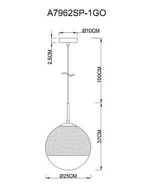 Светильник подвесной Arte Lamp JUPITER gold A7962SP-1GO 60Вт E27