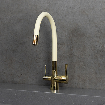 Смеситель для кухни LEMARK Comfort LM3075G-Beige бежевый/золото