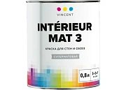 Краска для минеральных поверхностей акриловая/матовая VINCENT DECOR Intérieur Mat 3 I-3 Белый основа A 0,8л