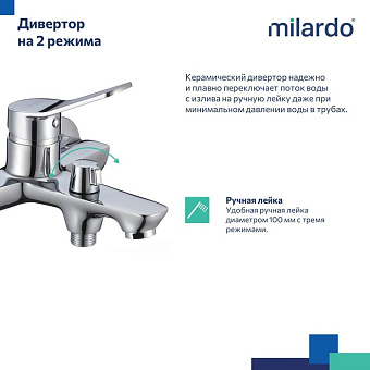 Смеситель для ванны MILARDO Enjoy ENJSB00M02 хром глянец