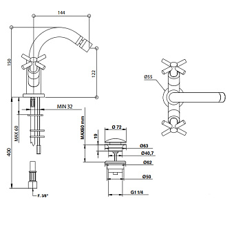 Смеситель для раковины Bongio T Cross 30422CR00 хром