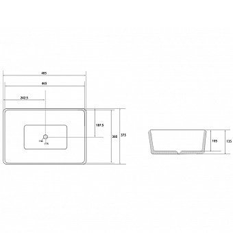 Раковина накладная Abber RECHTECK AC2212 48,5х37,5см