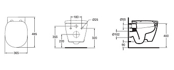 Унитаз подвесной IDEAL STANDARD CONNECT SPACE E804601 ободковый с микролифтом