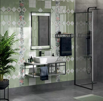Настенная плитка KERAMA MARAZZI Фурнаш 35024 грань розовый светлый глянцевый 14х34см 0,709кв.м. глянцевая