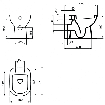 Чаша для унитаза IDEAL STANDARD Ideal Standard i.life A T467301 без сиденья