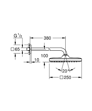 Верхний душ GROHE Tempesta 250 Cube 26687000 белый/хром