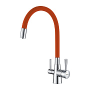 Смеситель для кухни LEMARK Comfort LM3075C-Orange гибкий излив оранжевый/хром