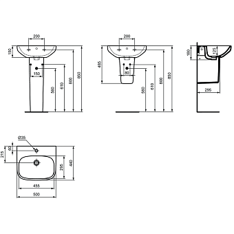 Раковина подвесная IDEAL STANDARD Ideal Standard i.life A T470701 50х44см