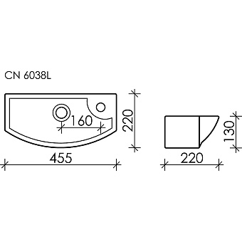 Раковина подвесная Ceramica Nova ELEMENT CN6038L 45,5х22см