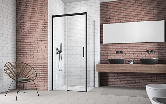 Левая стенка душевого угла RADAWAY Idea Black S1 90 L 200х90см стекло прозрачное