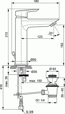 Смеситель для раковины IDEAL STANDARD TESI A6563AA хром