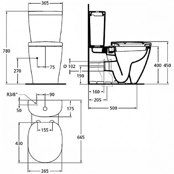 Чаша для унитаза IDEAL STANDARD CONNECT E039701 без сиденья