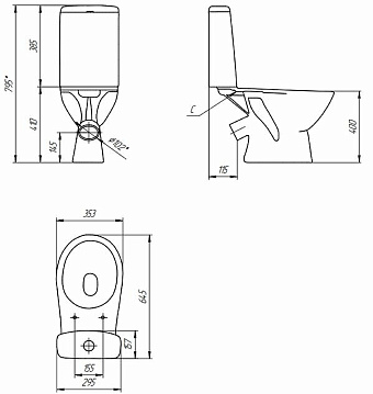 Унитаз напольный CERSANIT JUST 64073 ободковый с микролифтом