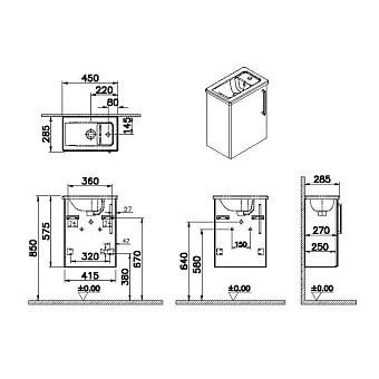Тумба с раковиной VITRA Root 66342 28,5х45х57,5см