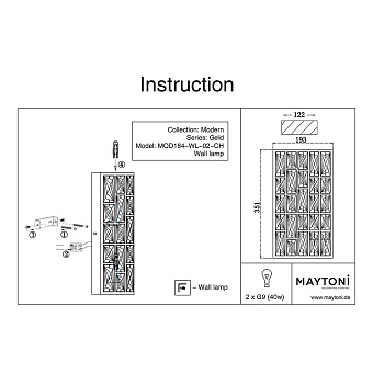 Бра Maytoni Gelid MOD184-WL-02-CH 120Вт E27