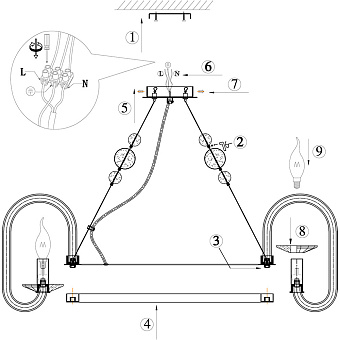 Люстра подвесная Maytoni Taro MOD026PL-09CH 60Вт 9 лампочек E14