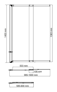 Стеклянная шторка на ванну WASSERKRAFT Dill 61S02-100 140х100см