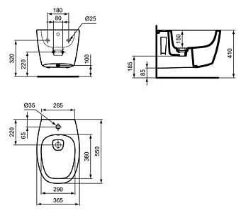 Биде подвесное IDEAL STANDARD DEA T509801